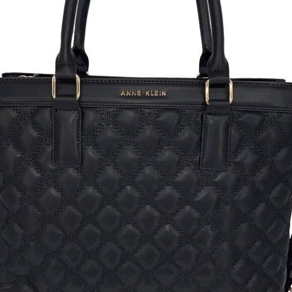 Ann Klein Womens Quilted Double‎ Handles Satchel Bag Black One Size NWOT - Picture 4 of 11